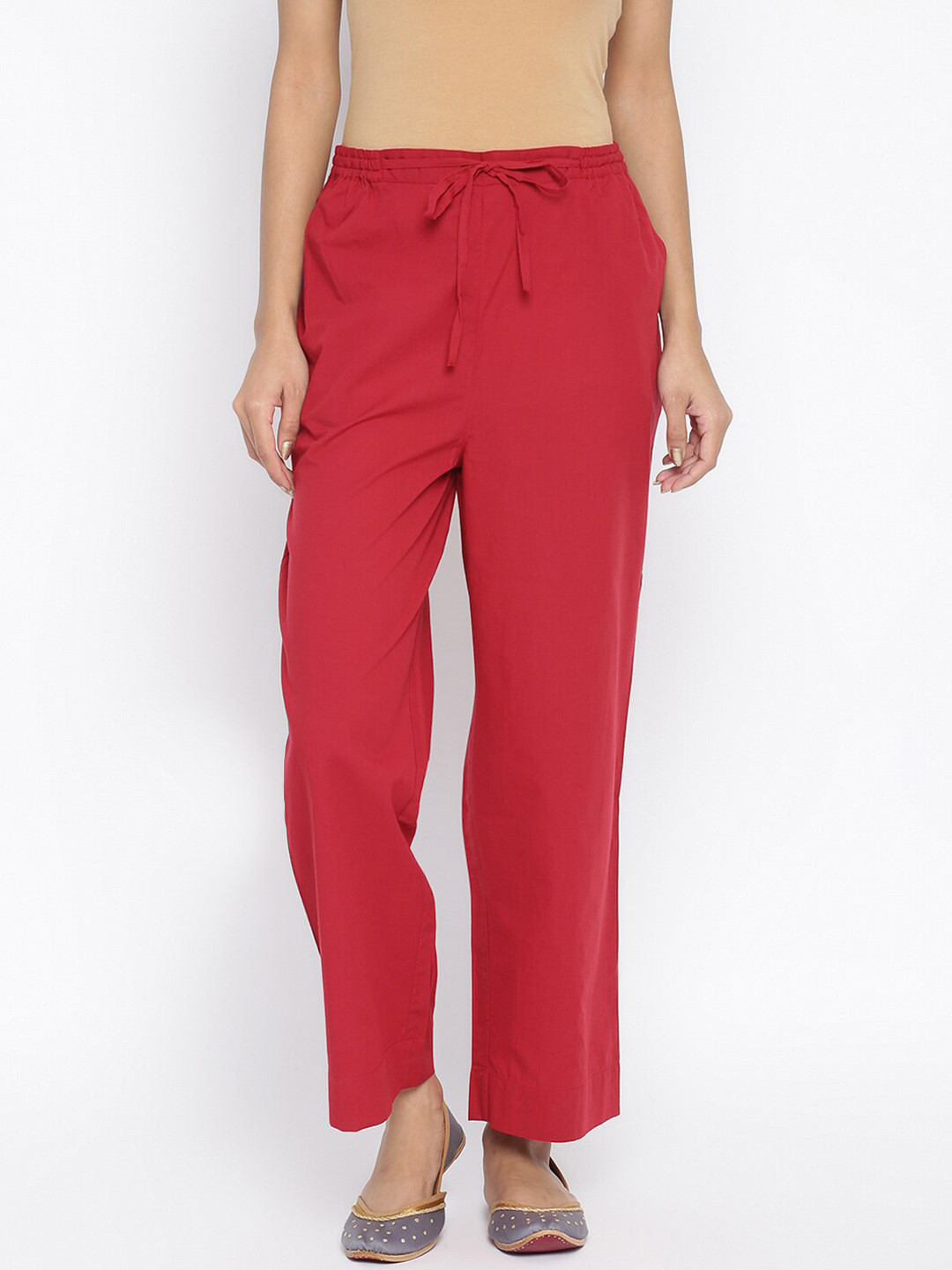 

Fabindia Women Red Cotton Cambric Trousers