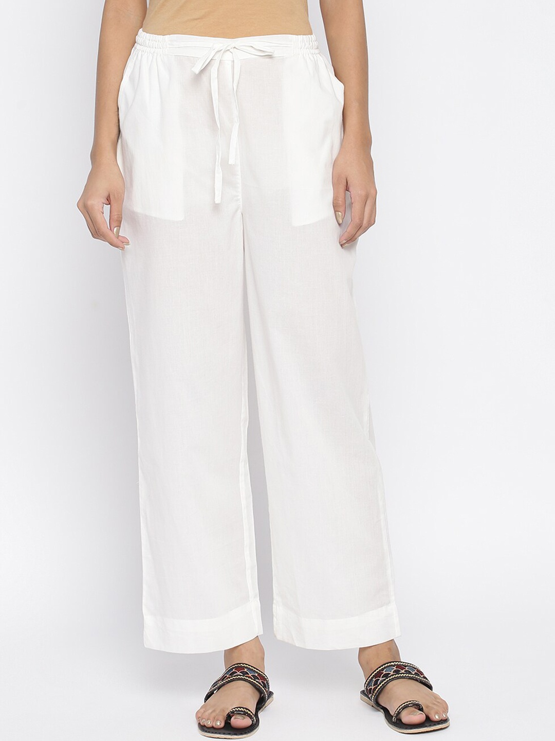 

Fabindia Women Cotton Beige Regular Fit Trousers