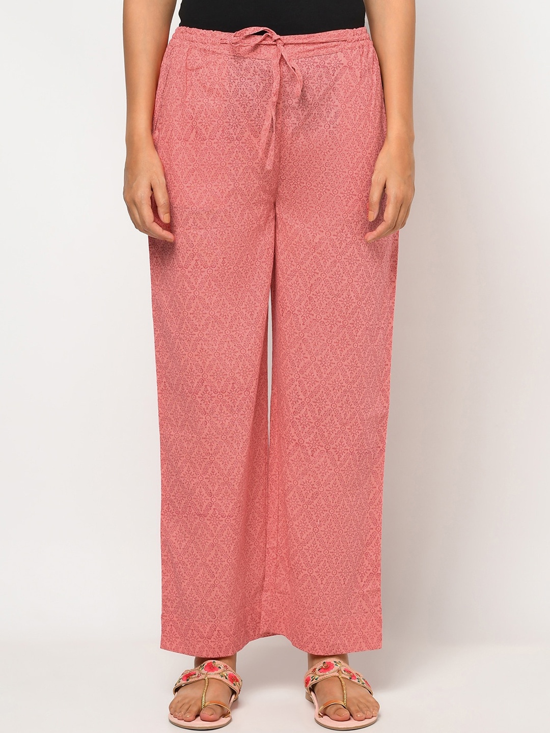 

Fabindia Women Pink Printed Parallel Trousers