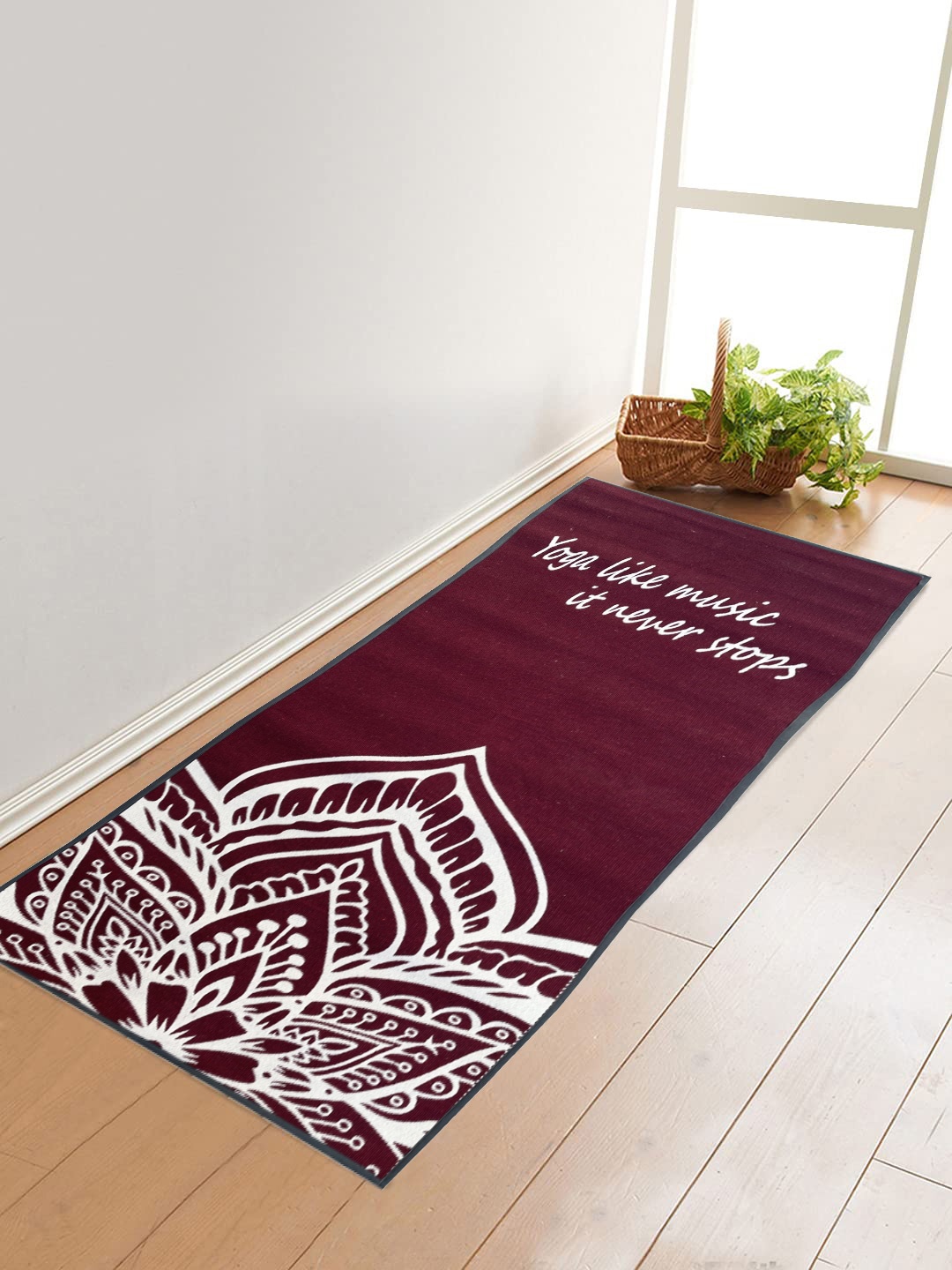

BELLA TRUE Maroon & White Self Design Printed Anti-Skid Yoga Mat