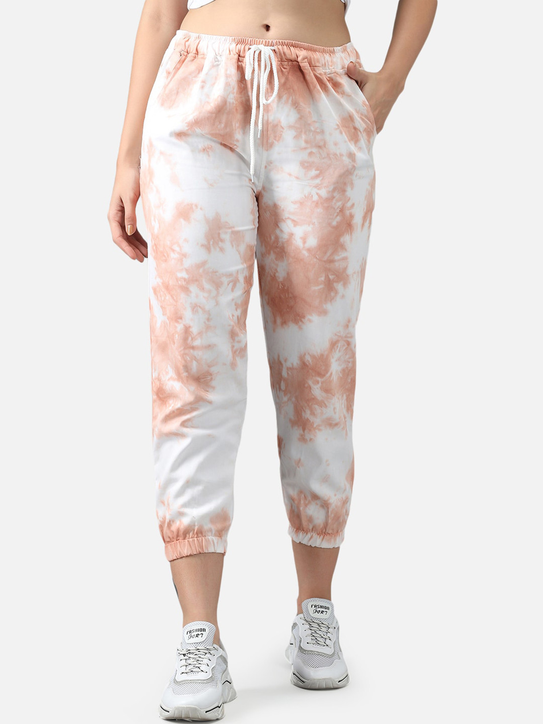 

FurryFlair Women Brown Tie and Dye Printed Original Cotton Joggers Trousers