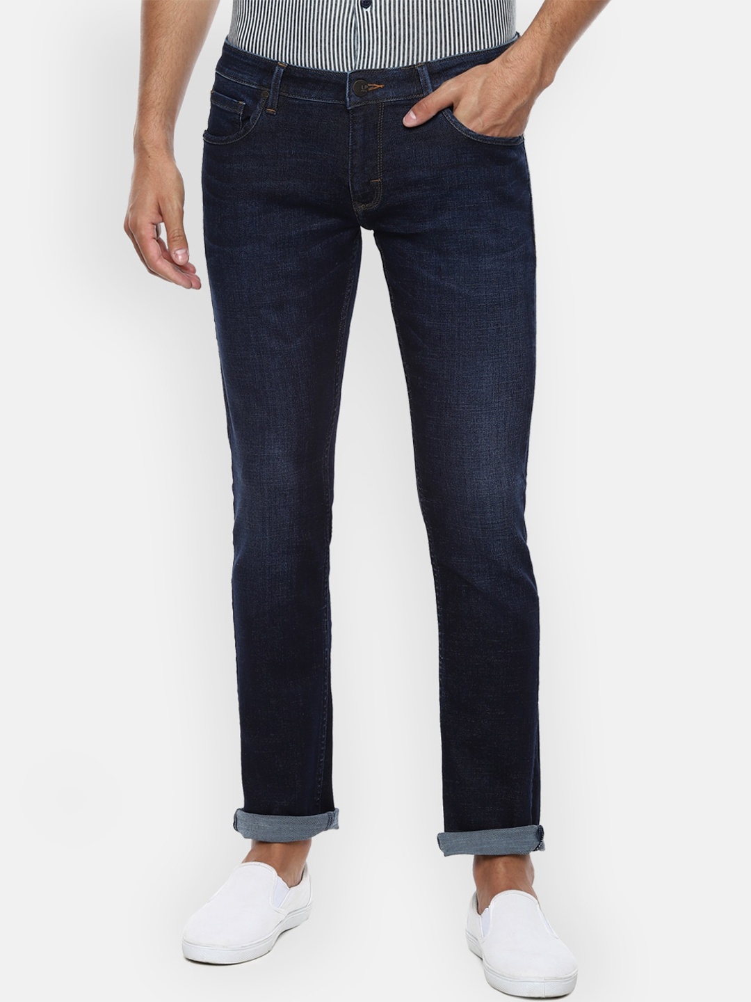 

Louis Philippe Jeans Men Navy Blue Slim Fit Light Fade Jeans