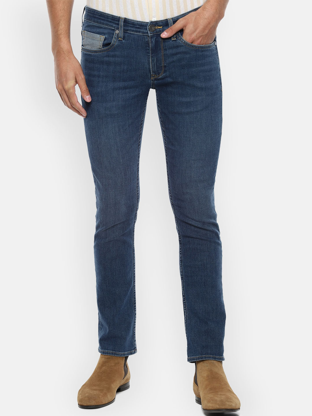 

Louis Philippe Jeans Men Navy Blue Slim Fit Light Fade Jeans