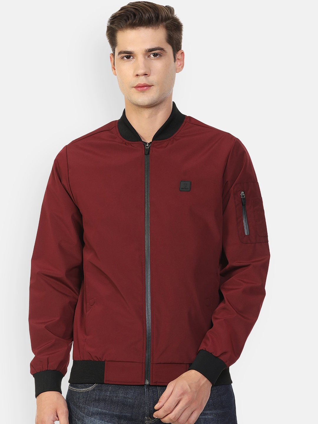 

Louis Philippe Sport Men Maroon Bomber Jacket