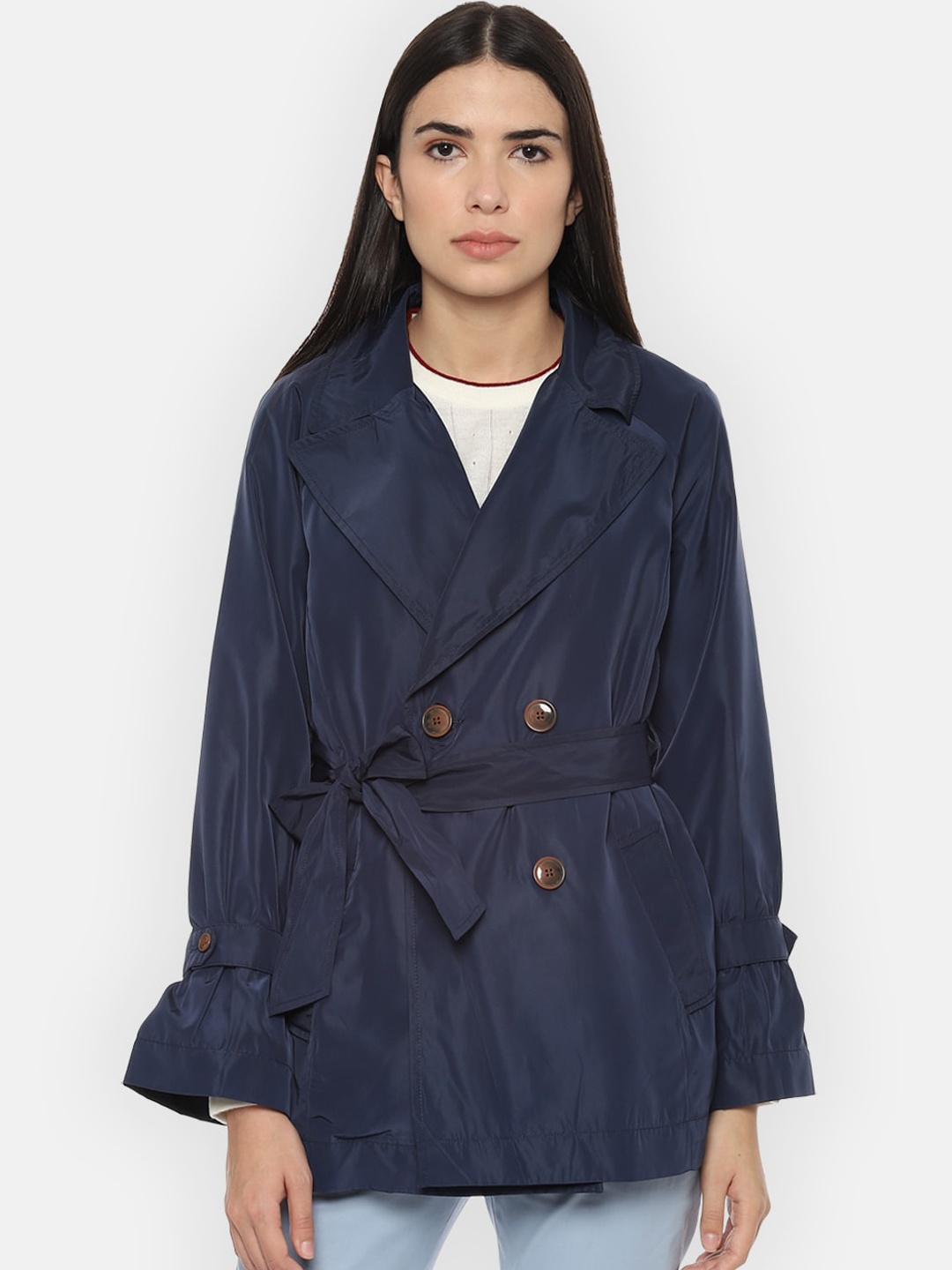 

Van Heusen Woman Double-Breasted Belted Overcoat, Navy blue