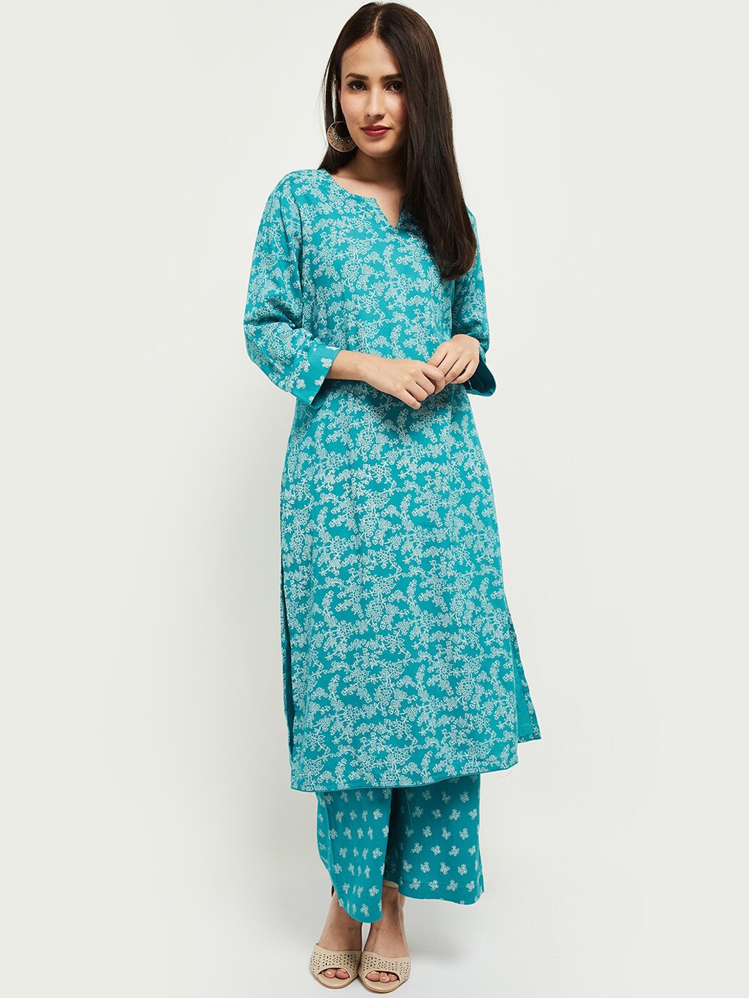 

max Women Blue Ethnic Motifs Printed Kurta