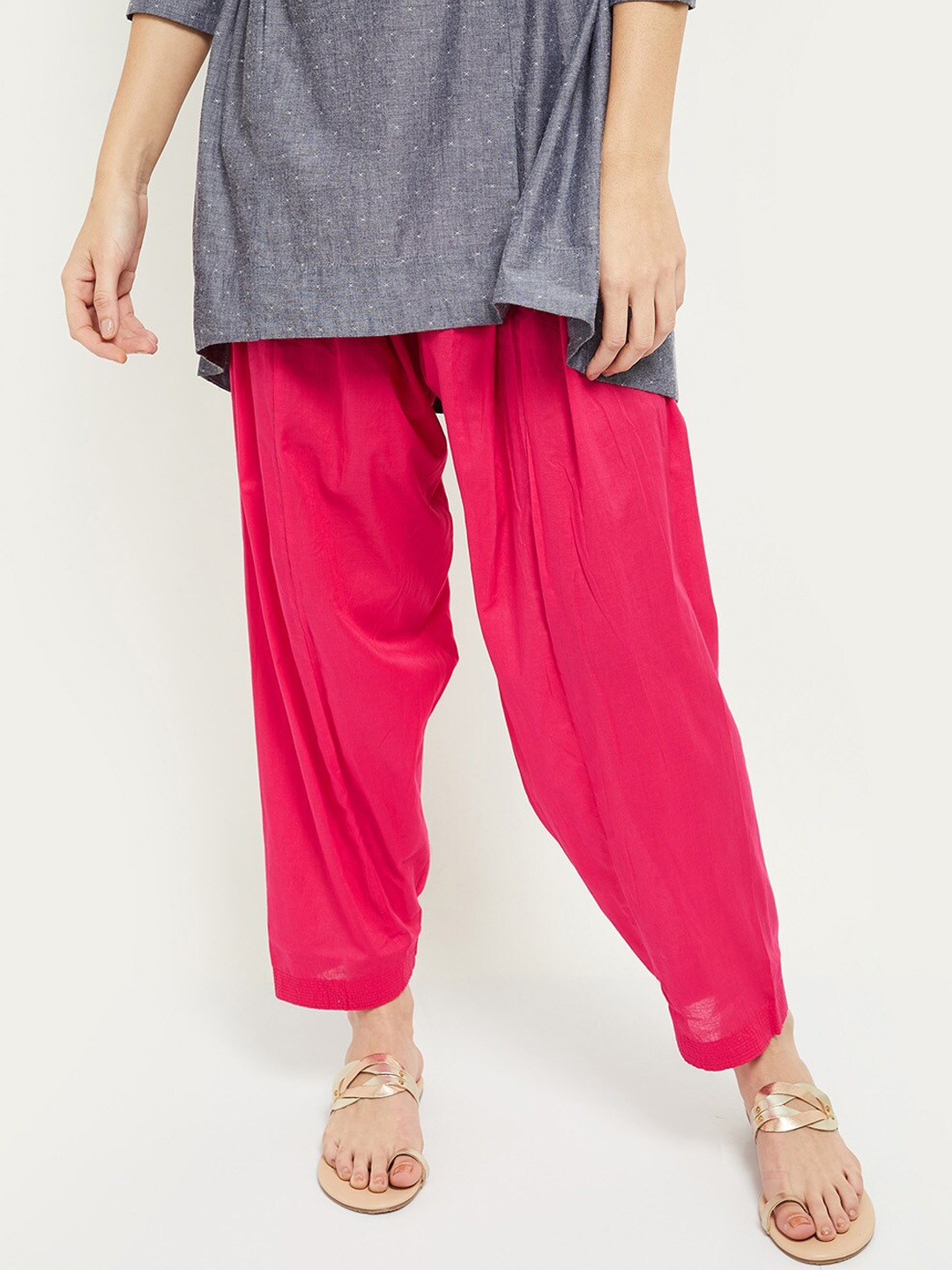 

max Women Pink Solid Cotton Churidar