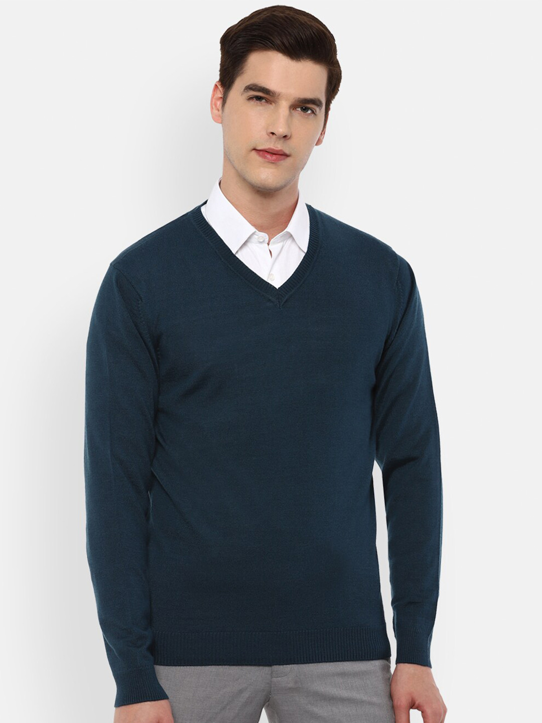

Van Heusen Men Navy Blue Pullover Sweater