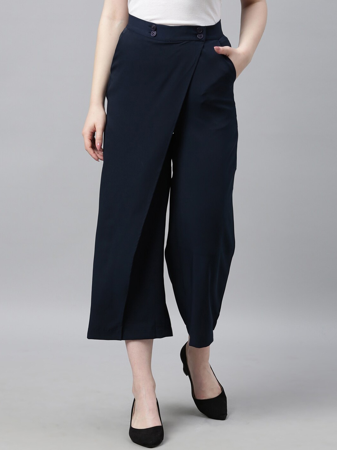 

Park Avenue Woman Blue Pleated Culottes Trousers