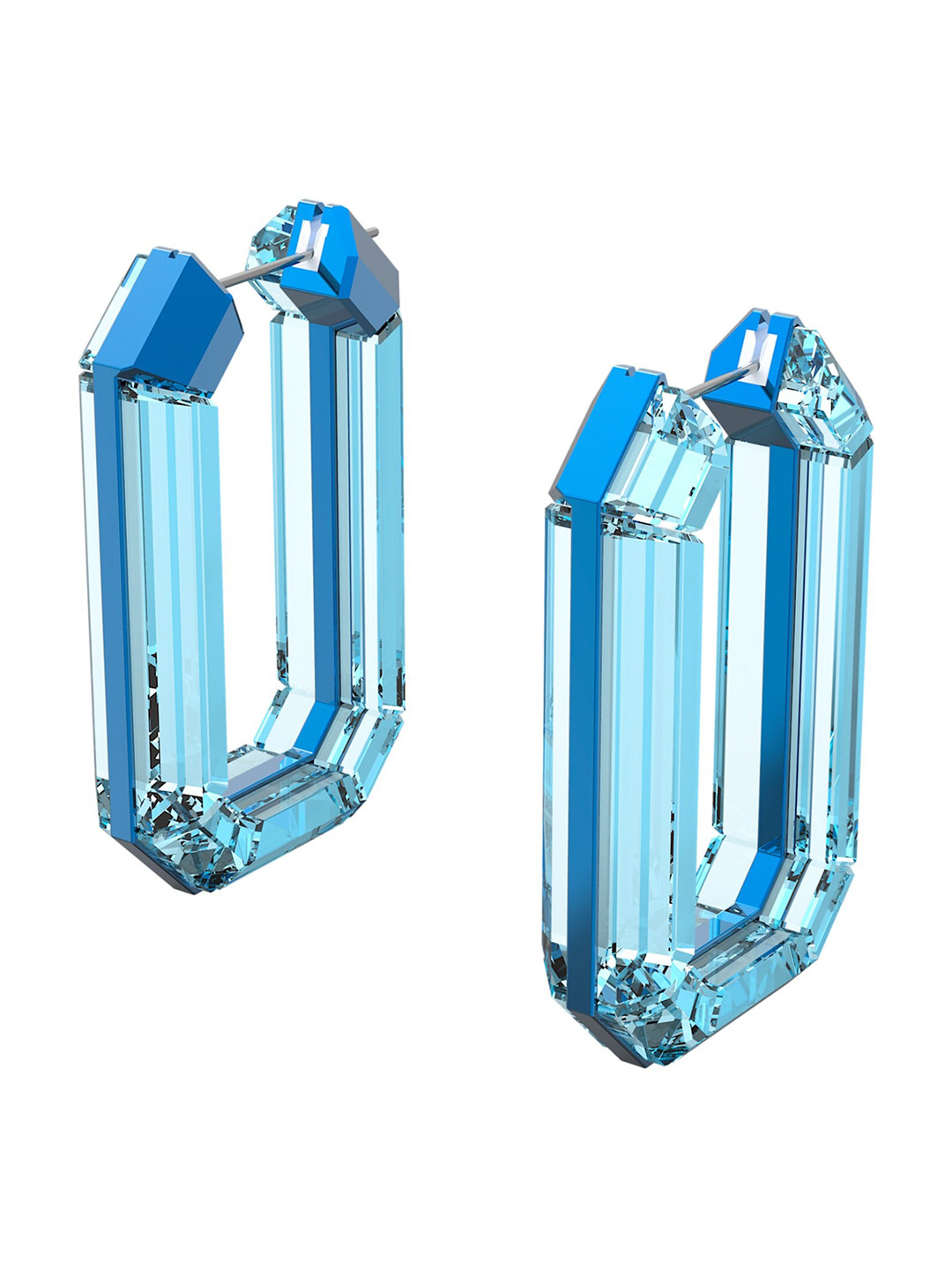 

SWAROVSKI Blue-Toned & Rhodium-Plated Lucent Hoop Earrings