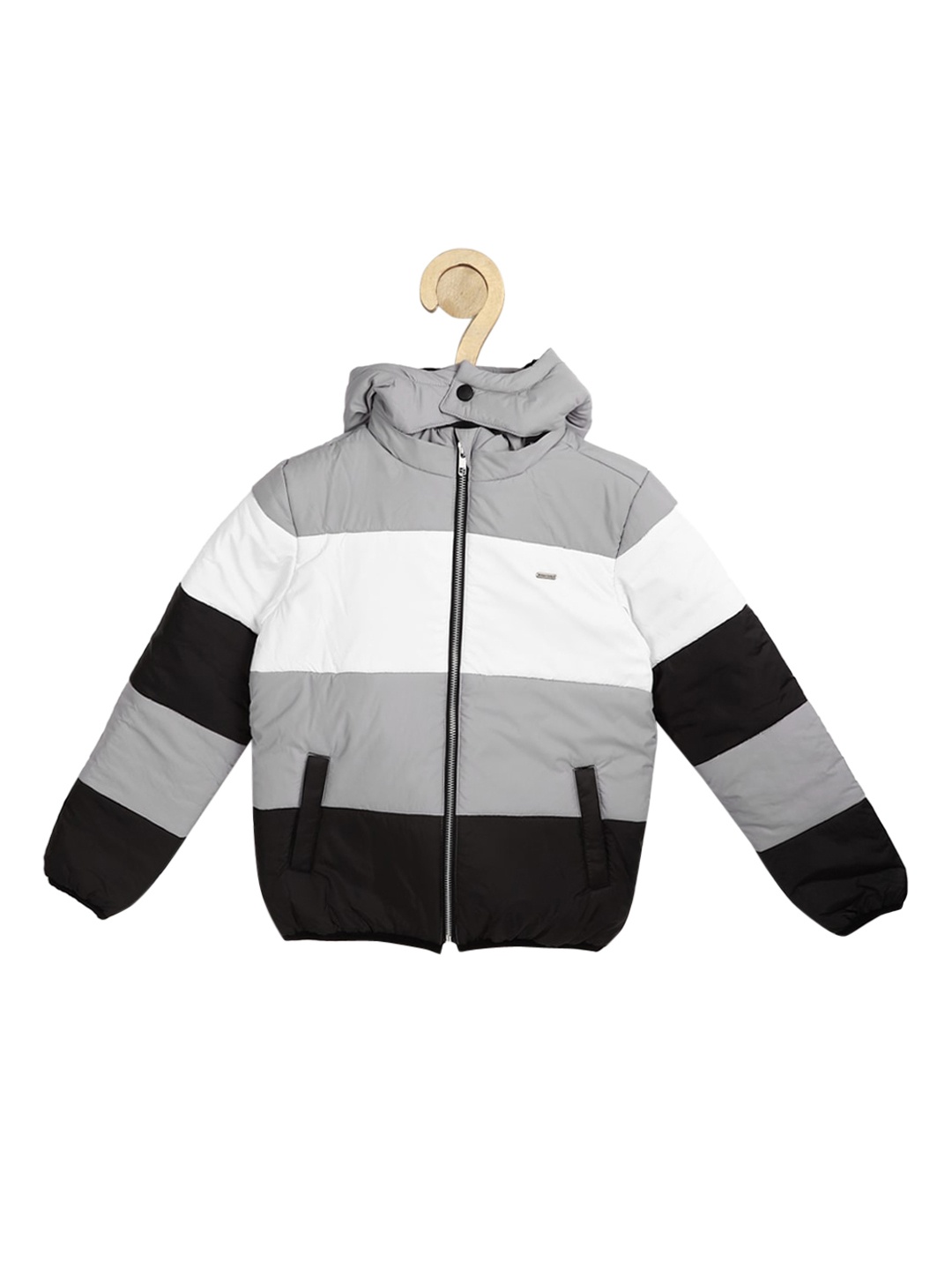 

Allen Solly Junior Boys Grey & White Colourblocked Puffer Jacket