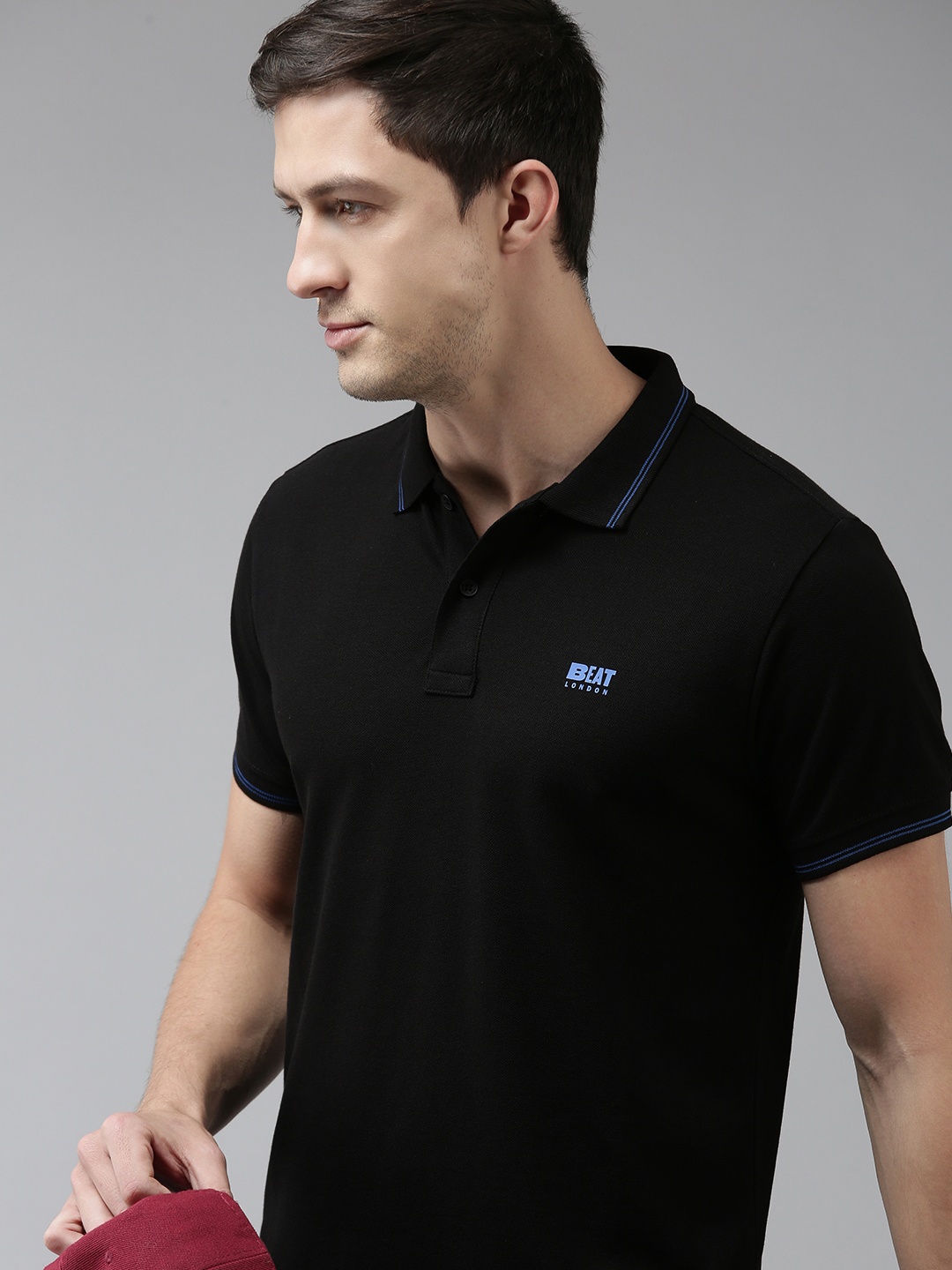 

BEAT LONDON by PEPE JEANS Men Black Polo Collar T-shirt