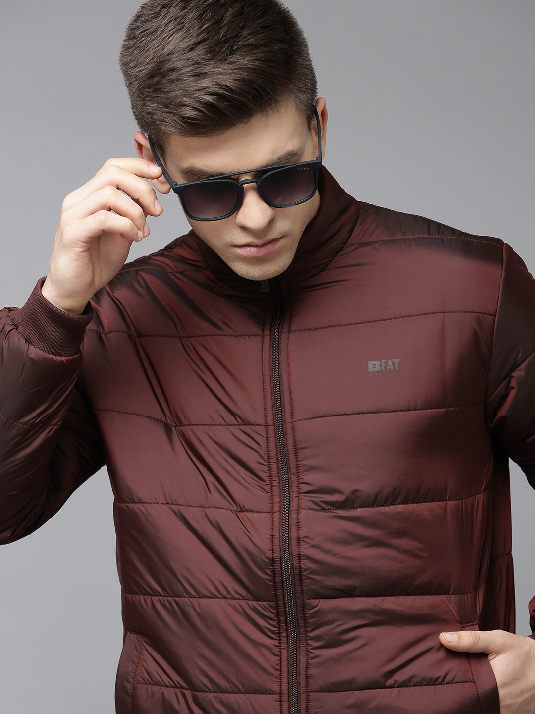 

BEAT LONDON by PEPE JEANS Men Maroon Solid Lightweight Puffer Jacket