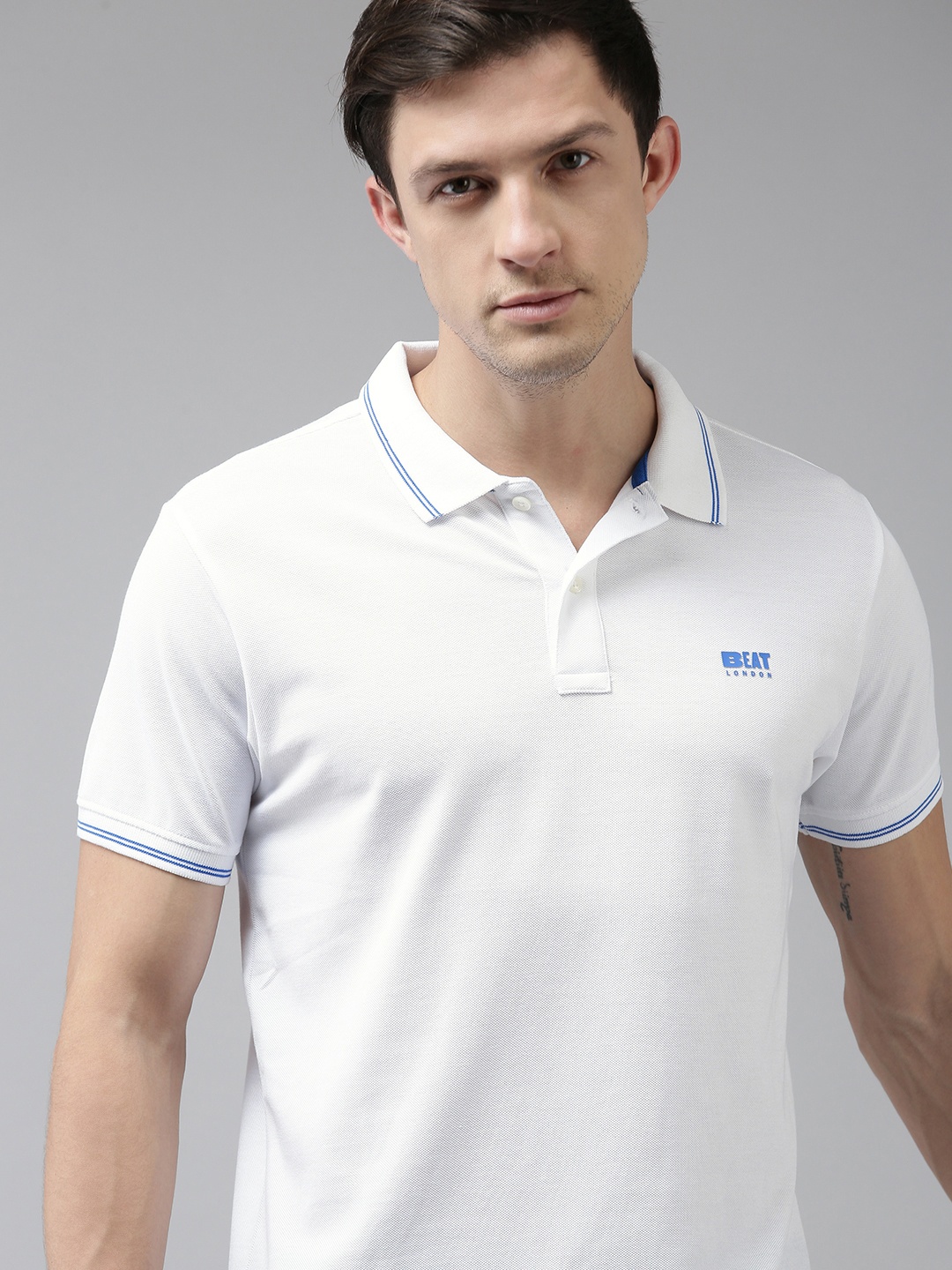 

BEAT LONDON by PEPE JEANS Men White Polo Collar T-shirt
