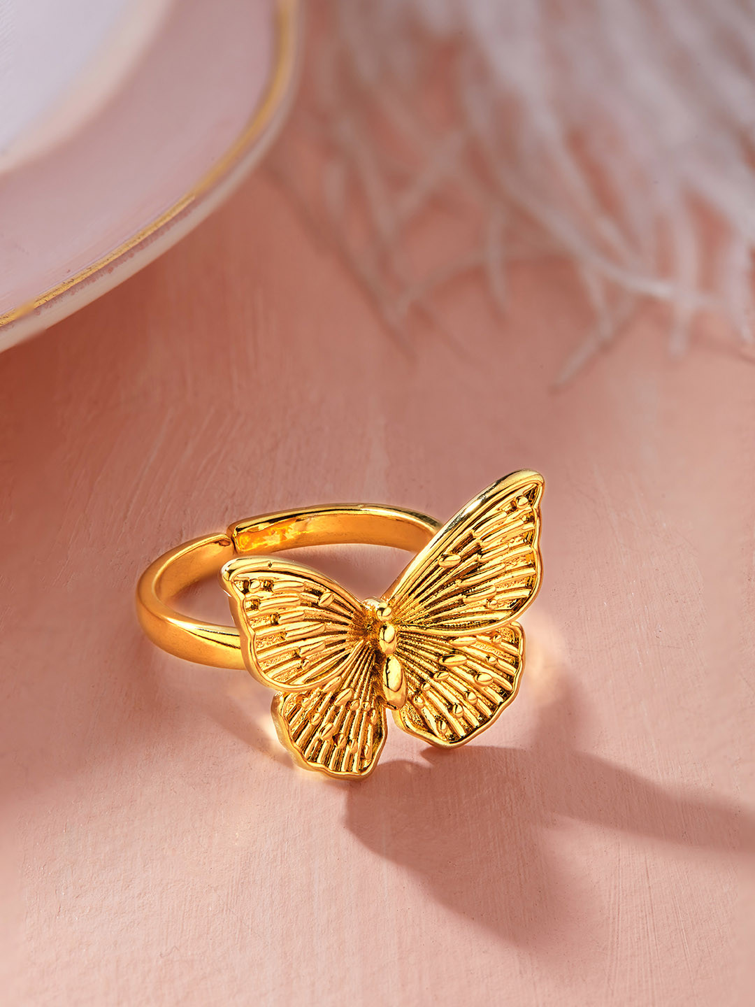 

Tokyo Talkies X Rubans FASHION ACCESSORIES Gold-Plated Handcrafted Filigree Adjustable Butterfly Ring