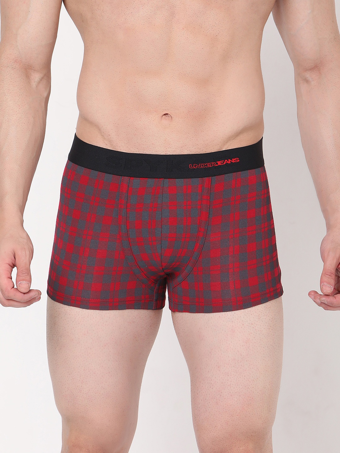 

UnderJeans by Spykar Men Maroon & Grey Checked Trunk UJMTRRPTS036MAROONCHECK