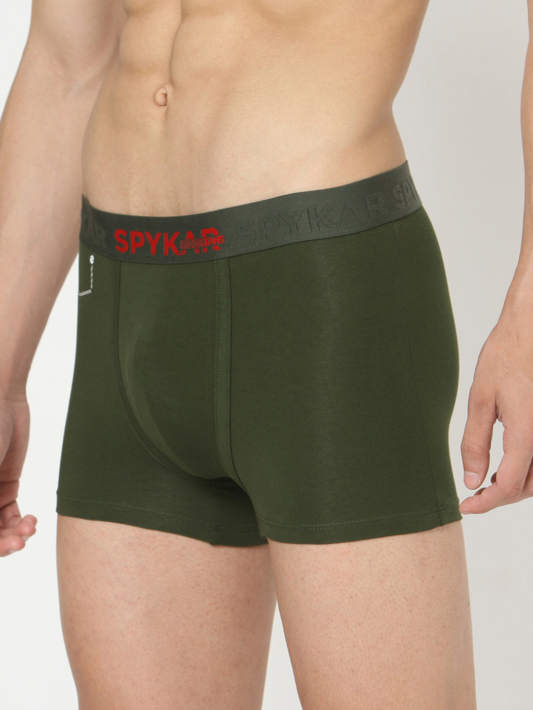 

UnderJeans by Spykar Men Olive Green Solid Trunks UJMTRRPTS008