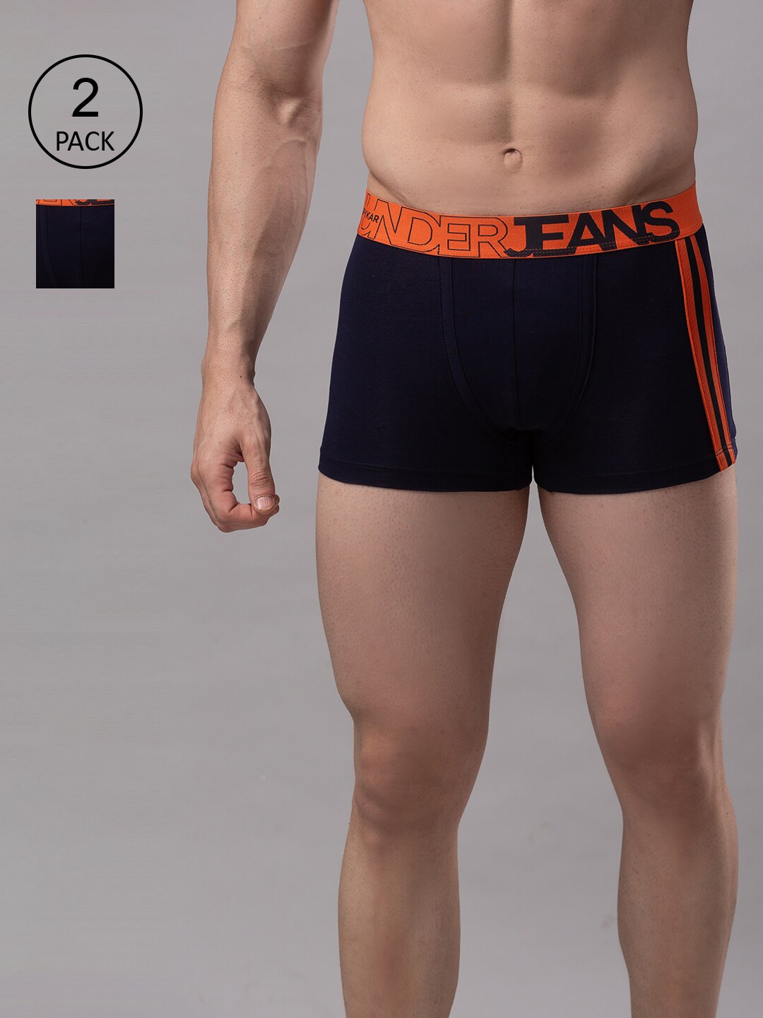 

UnderJeans by Spykar Men Navy Pack Of 2 Trunks, Navy blue