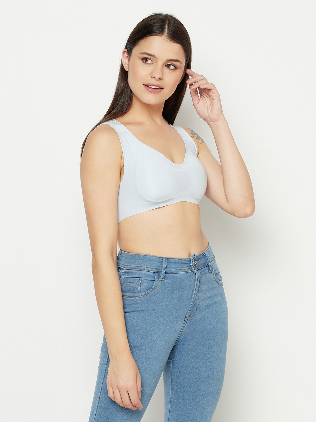 

Da Intimo Women Turquoise Blue Solid Seamless Bralette