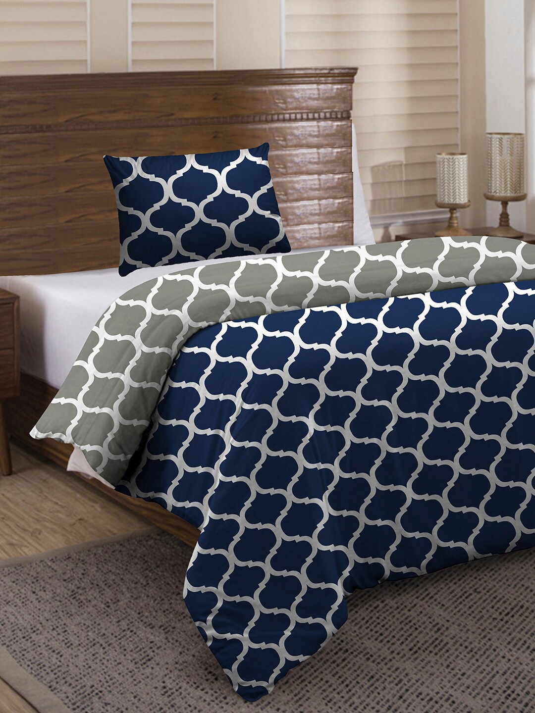 

Divine Casa Blue & White Printed 120 GSM Single Duvet Cover