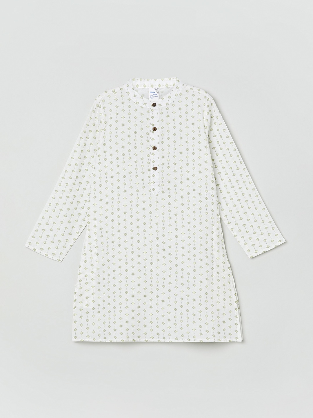 

max Boys White Ethnic Motifs Printed Flared Sleeves Kurta