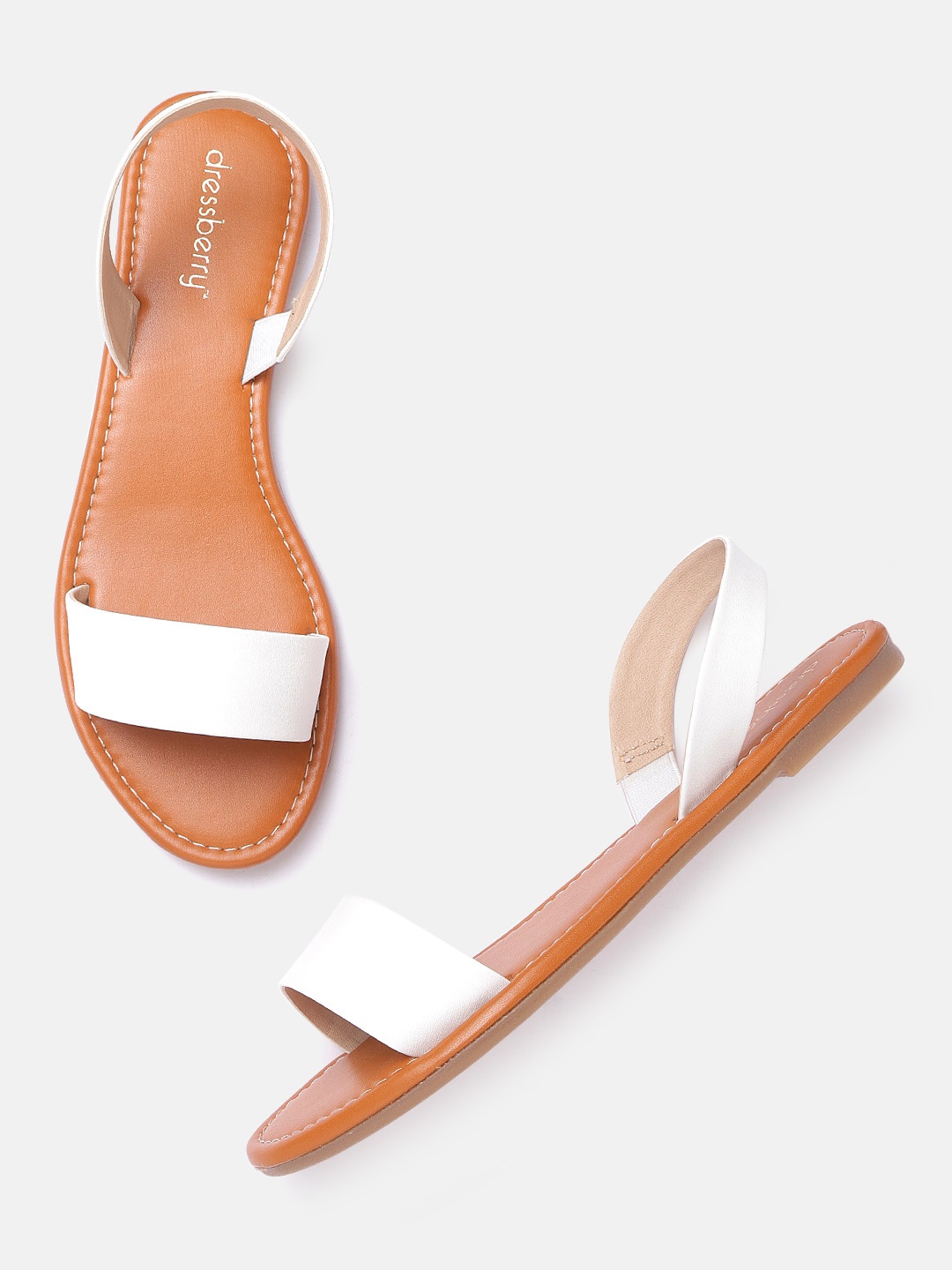 

DressBerry Women White Solid Open Toe Flats