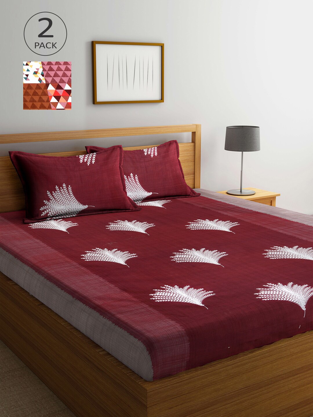 

Arrabi Red & White Floral 300 TC Pack Of 2 King Bedsheet with 4 Pillow Covers
