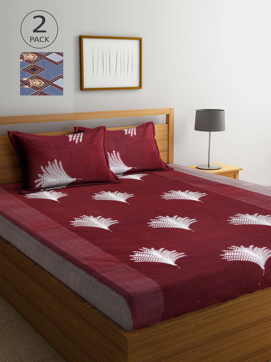 

Arrabi Multicoloured Floral 300 TC 2 King Bedsheet with 4 Pillow Covers, Multi
