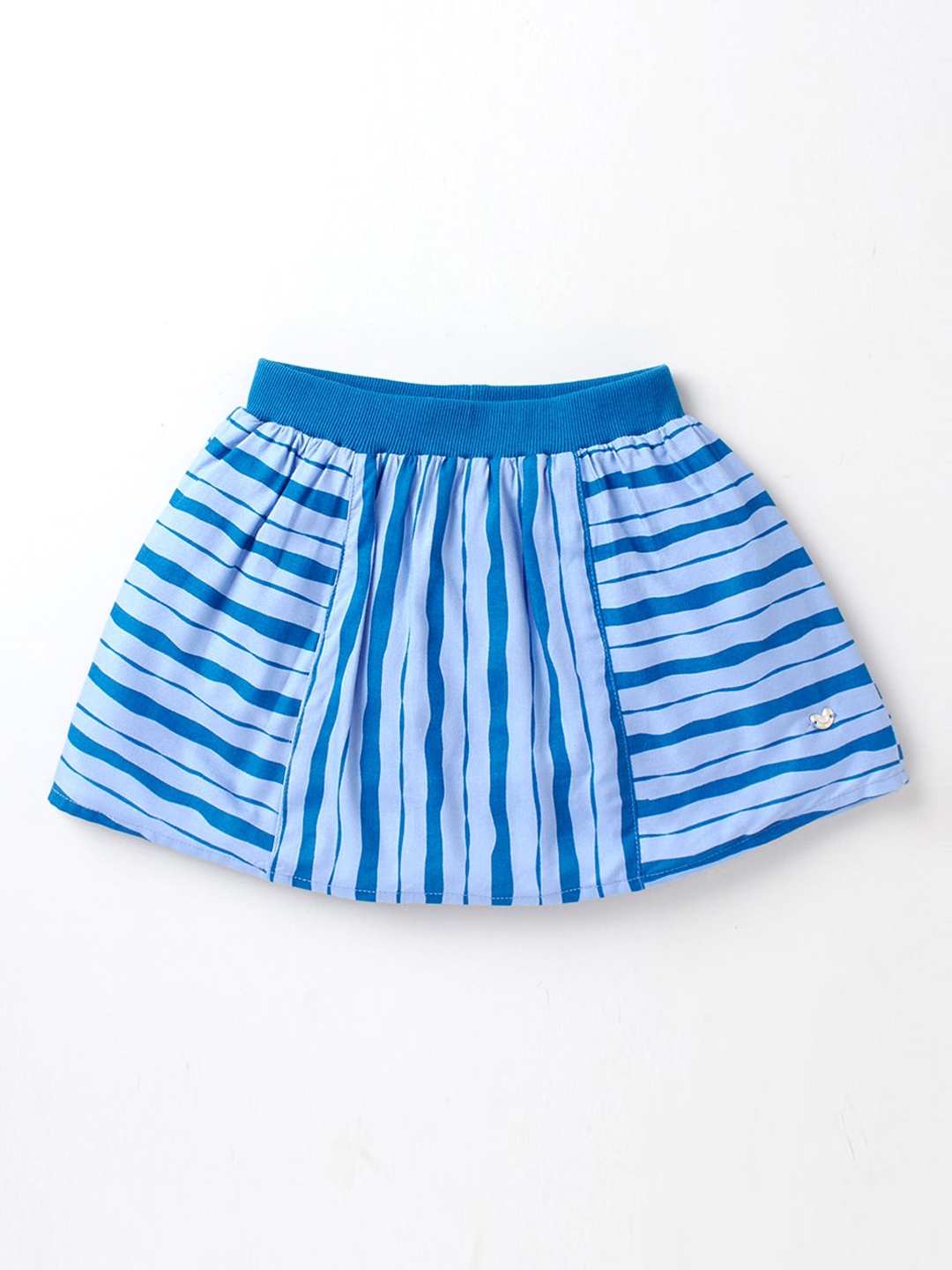 

Ed-a-Mamma Kids Girls Blue Printed Striped Skirt