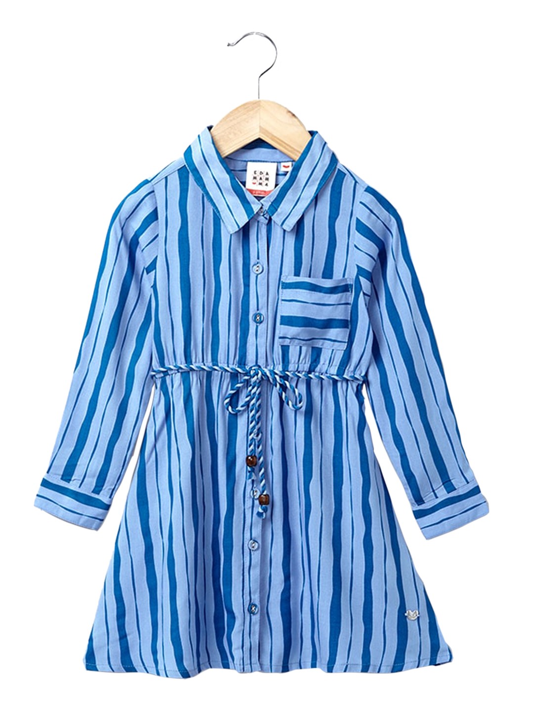 

Ed-a-Mamma Blue Striped Shirt Dress