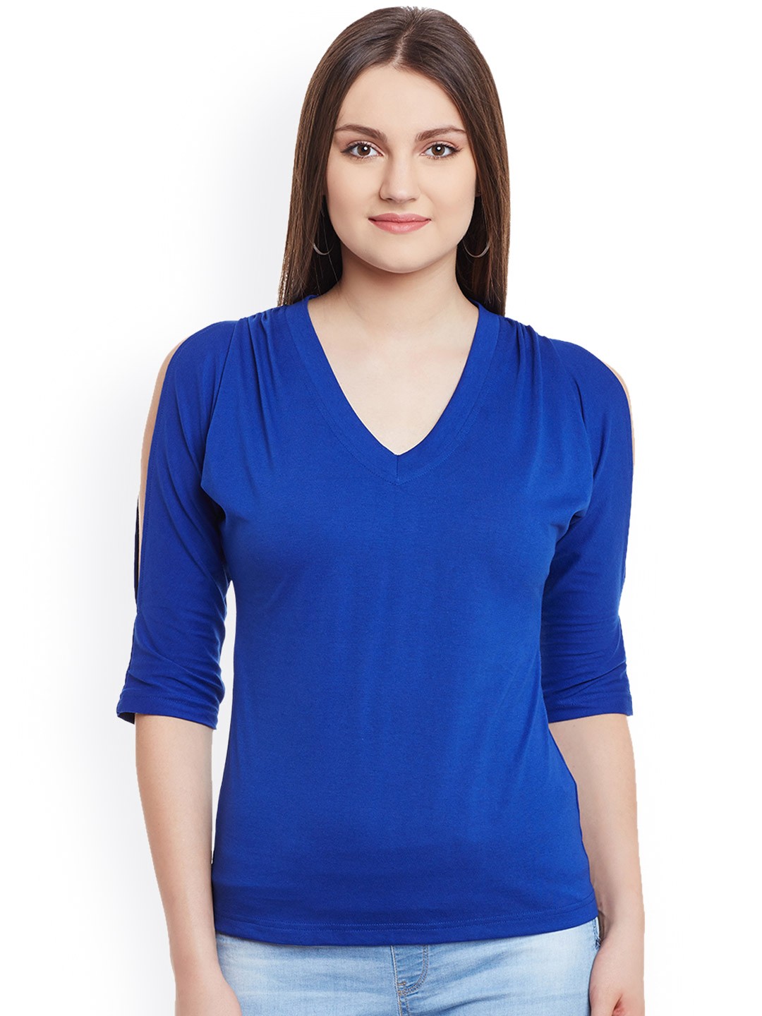 

Hypernation Women Blue Solid Regular Top