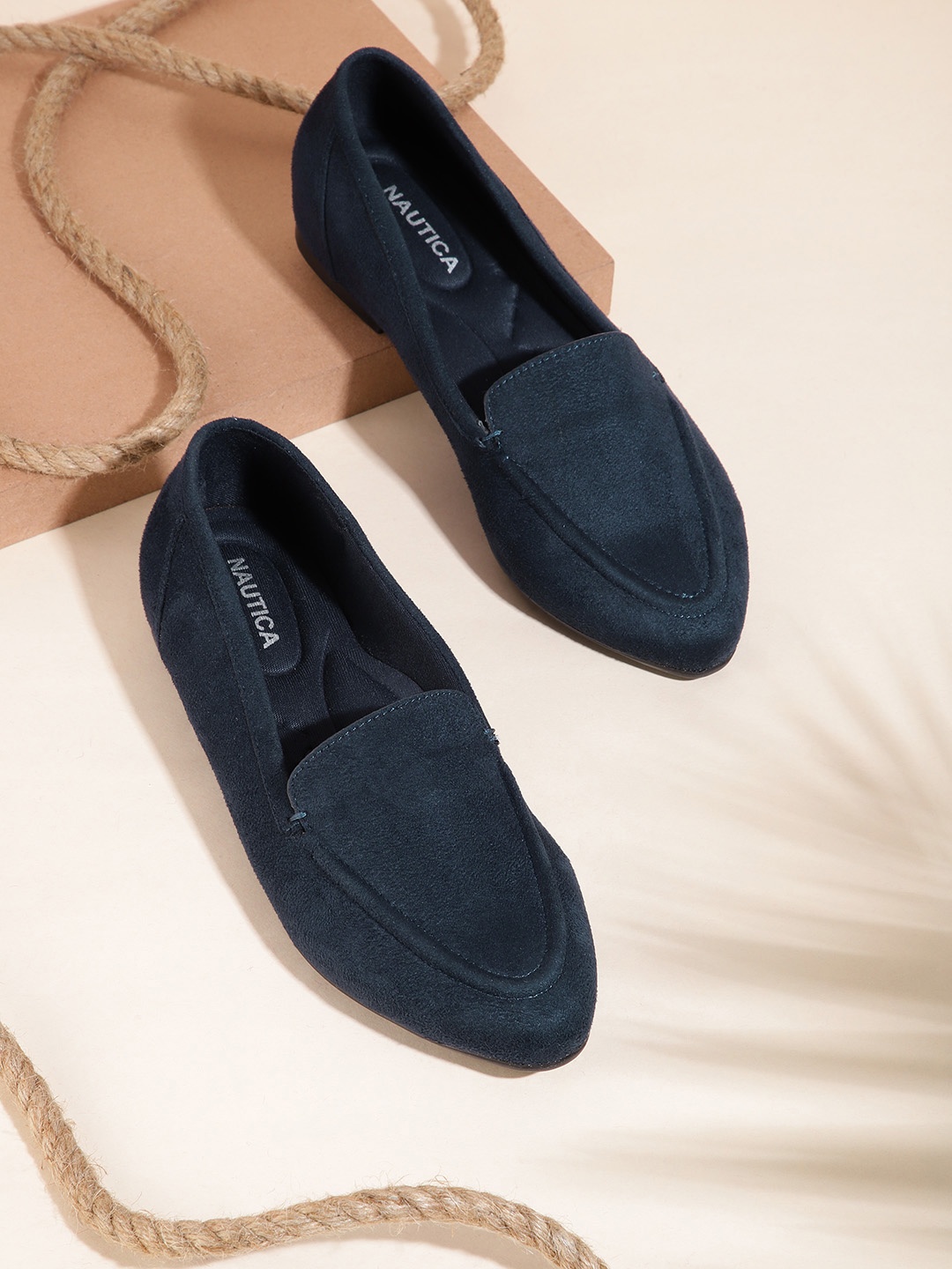 

Nautica Women Navy Blue Solid Pointed Toe Loafers