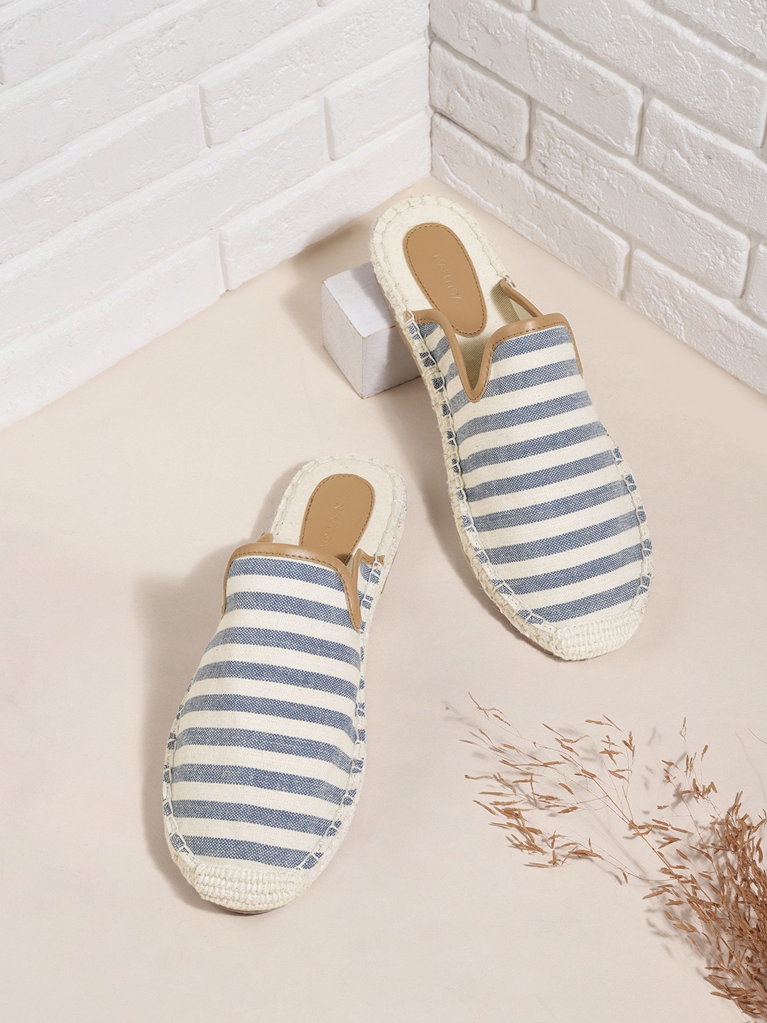 

Nautica Women Blue & Off-White Striped Espadrilles Mules