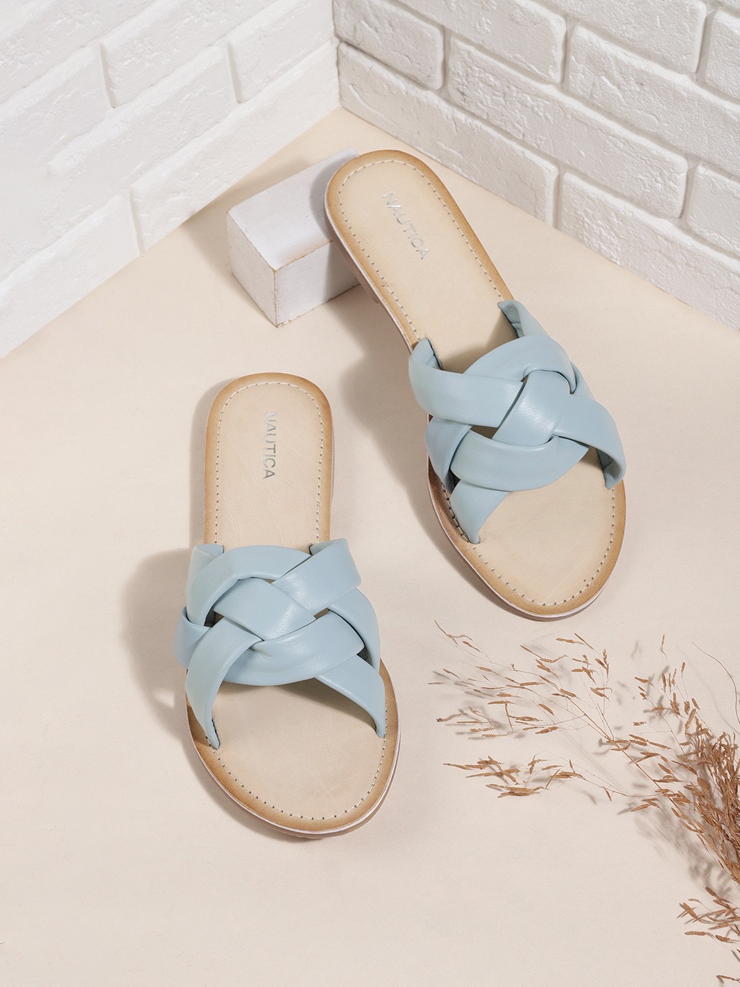 

Nautica Women Blue Open Toe Leather Flats