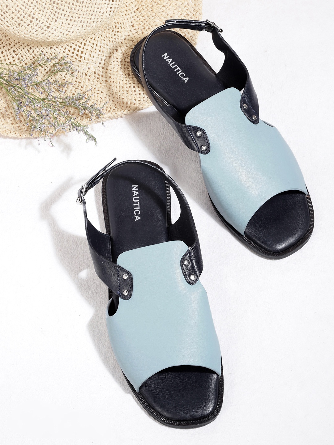 

Nautica Women Blue Solid Leather Mules