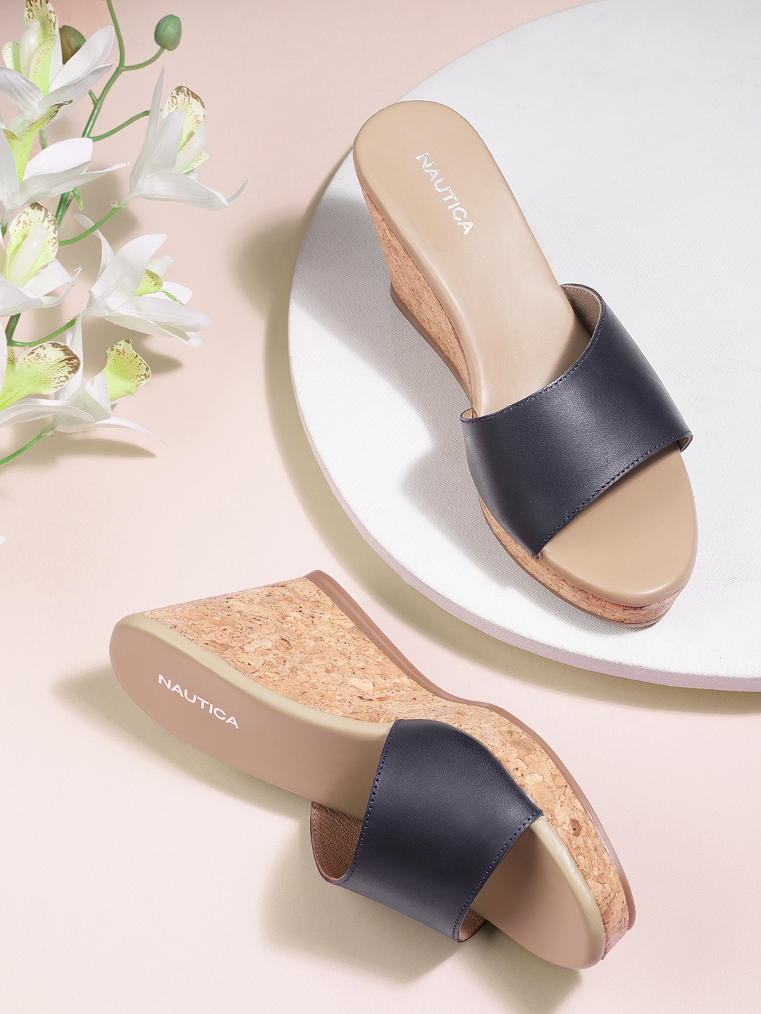 

Nautica Navy Blue Leather Wedges
