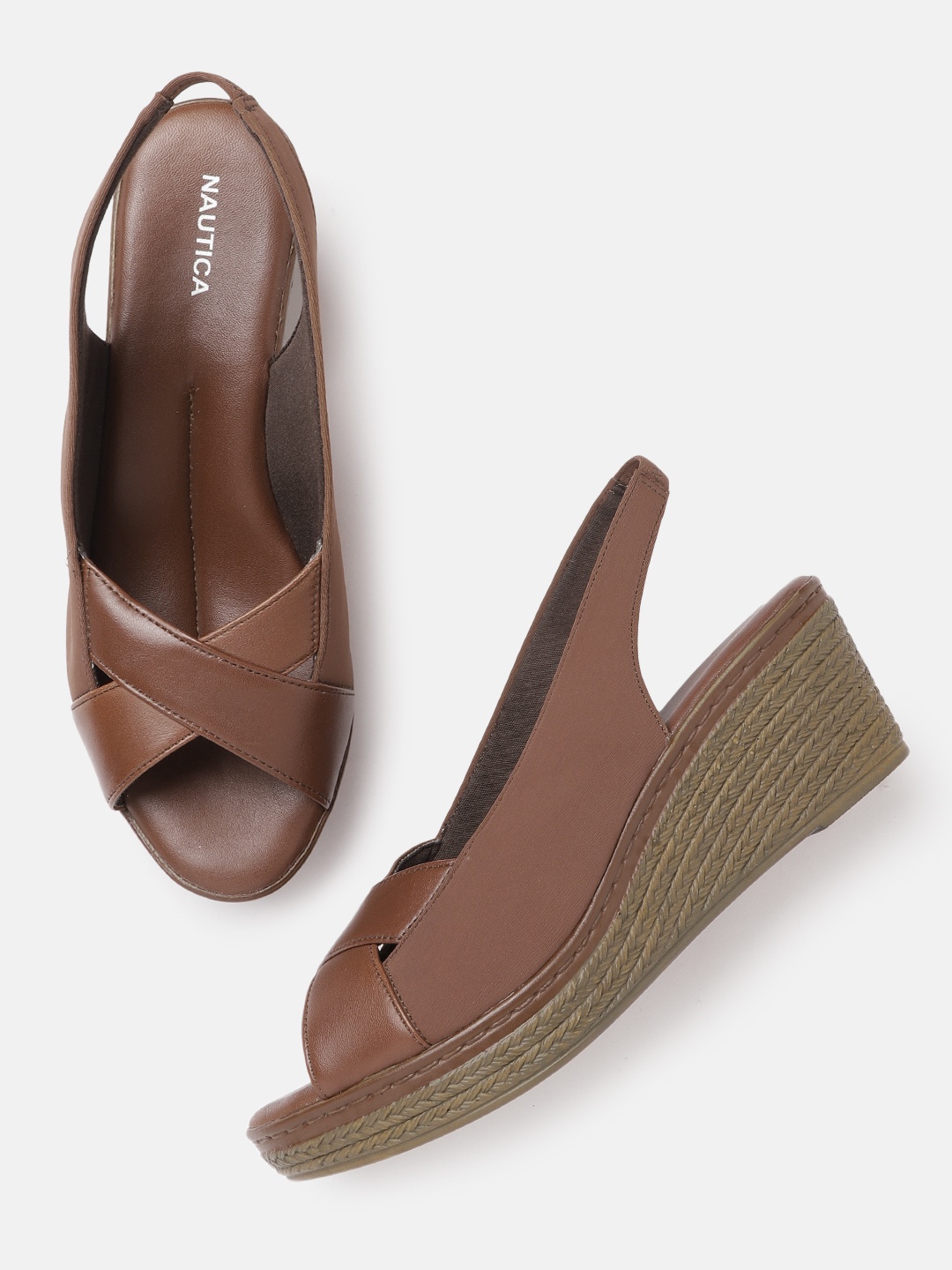 

Nautica Brown Solid Leather Wedges