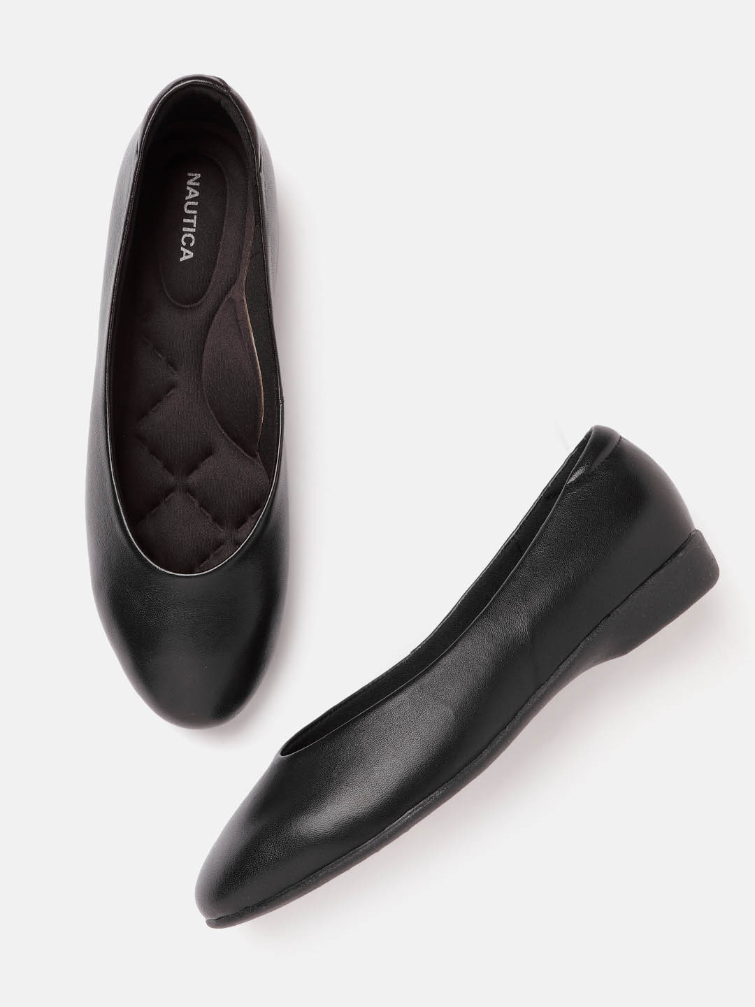

Nautica Women Black Solid Leather Ballerinas
