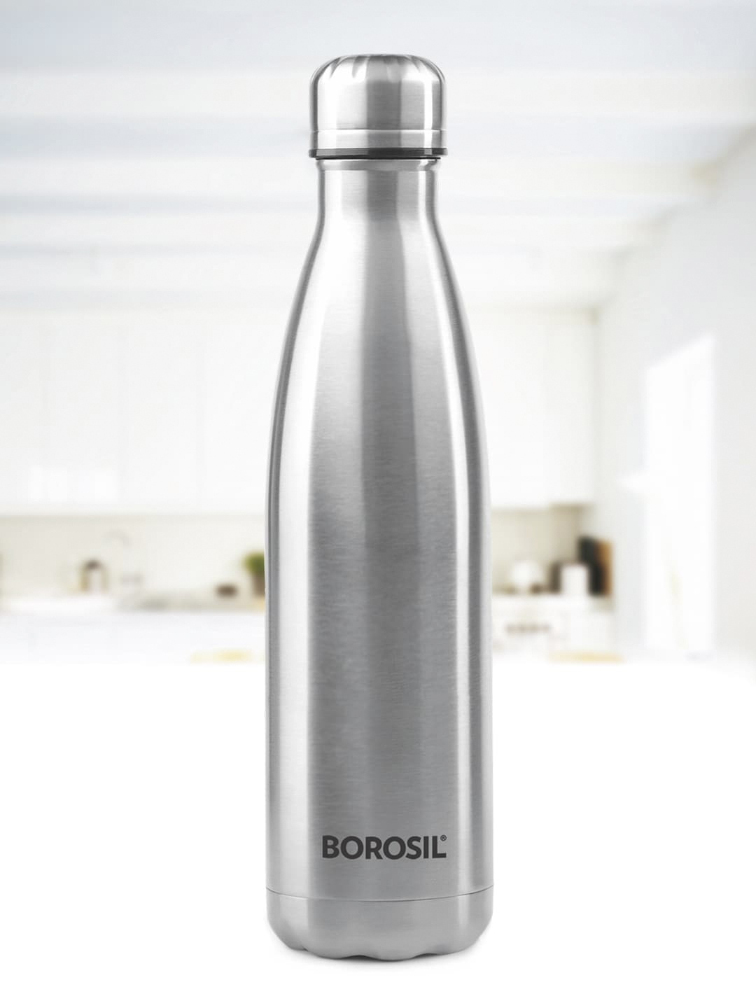 

Borosil Bolt Double Wall Vacuum Insulated 24hrs Hot & Cold Water Bottle 750ml, Steel