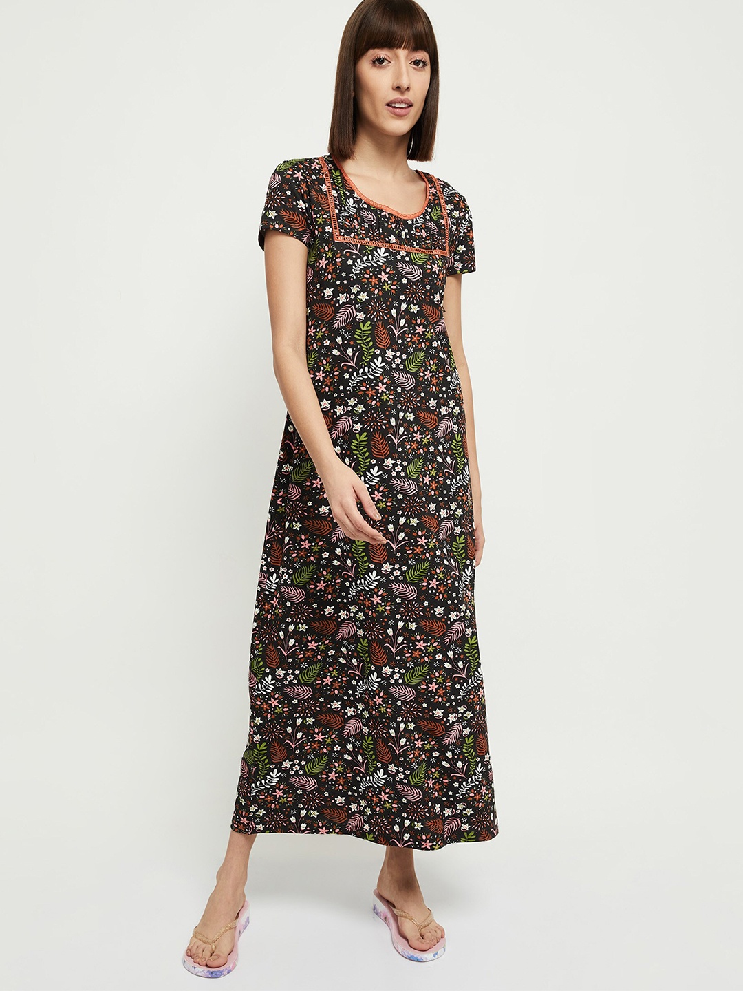 

max Black Printed Maxi Nightdress