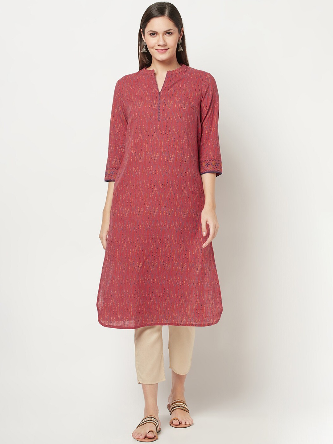

Fabindia Women Pink Printed Kurta