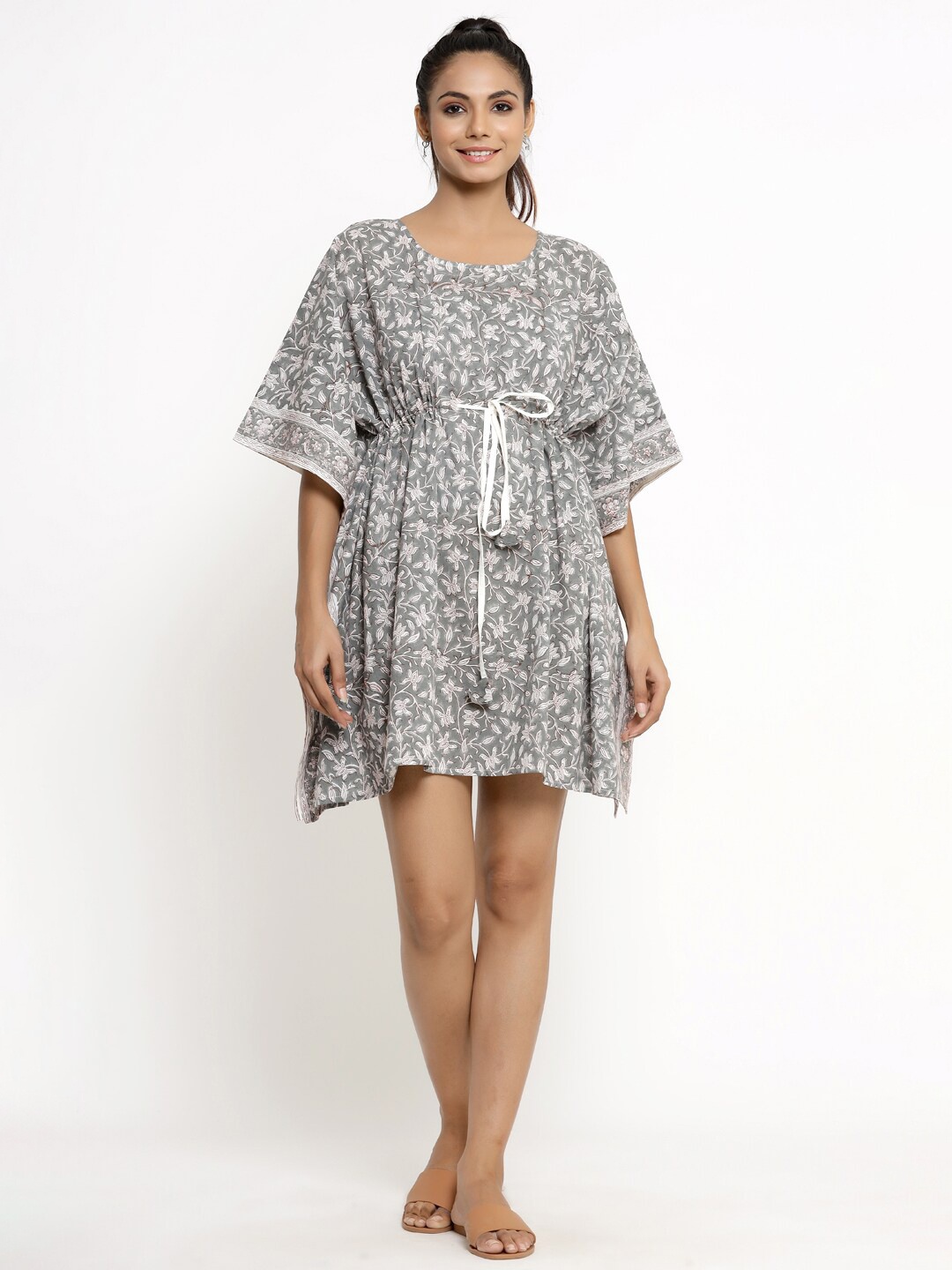 

kipek Grey Printed Pure Cotton Nightdress