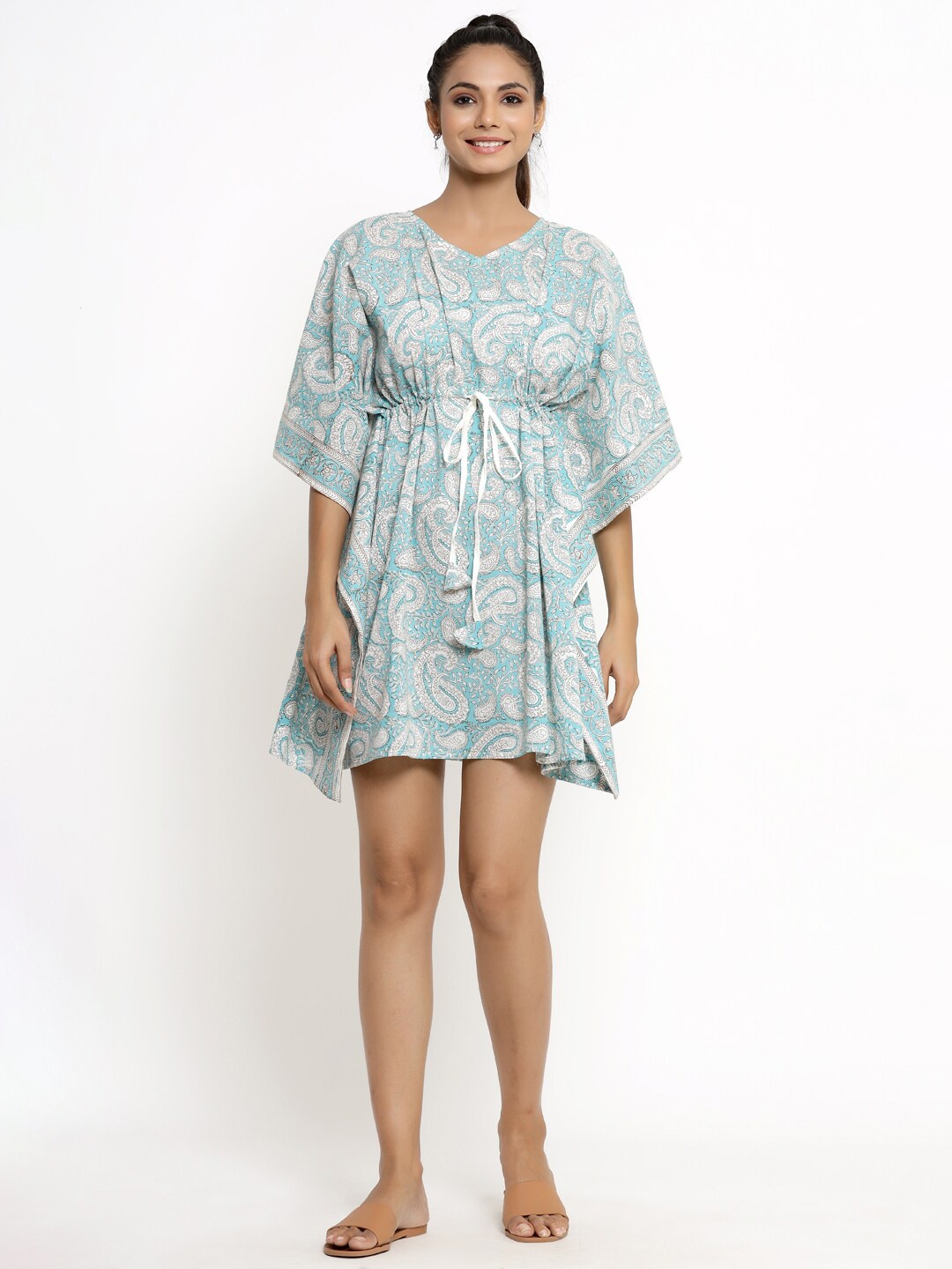 

kipek Blue Printed Self Desgin Cotton Nightdress