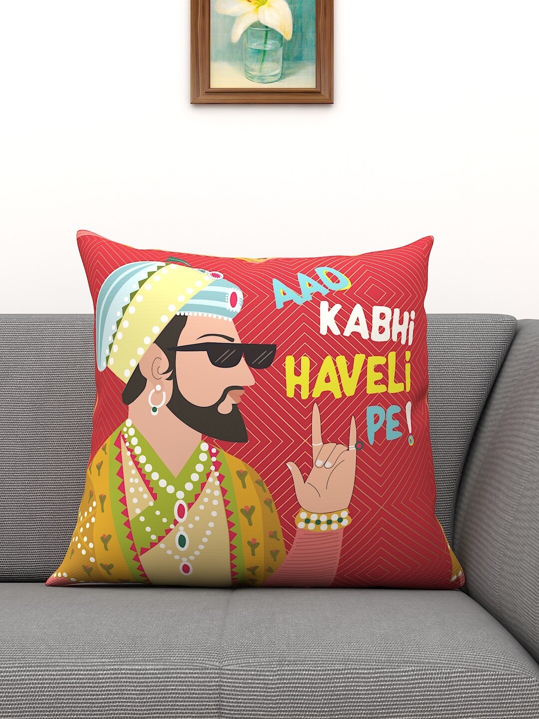 

Athom Trendz Red & Yellow Decorative Indie Cushion Cover