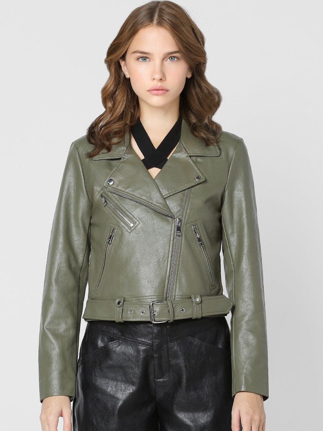 

ONLY Women Green Colourblocked Longline Tailored Jacket