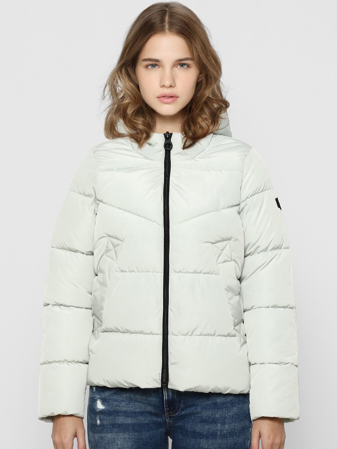 

ONLY Women Grey Longline Puffer Jacket