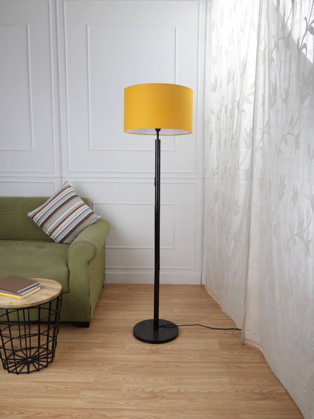 

SANDED EDGE Black & Yellow Solid Contemporary Floor Lamp with Shade