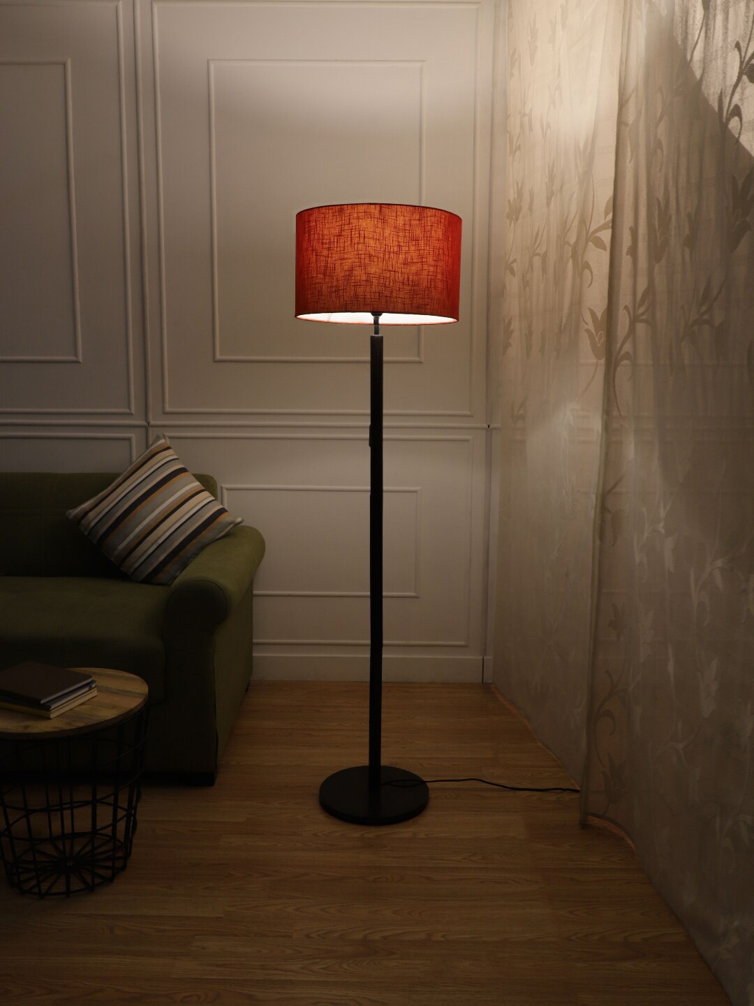 

SANDED EDGE Black & Red Solid Contemporary Floor Lamp with Shade