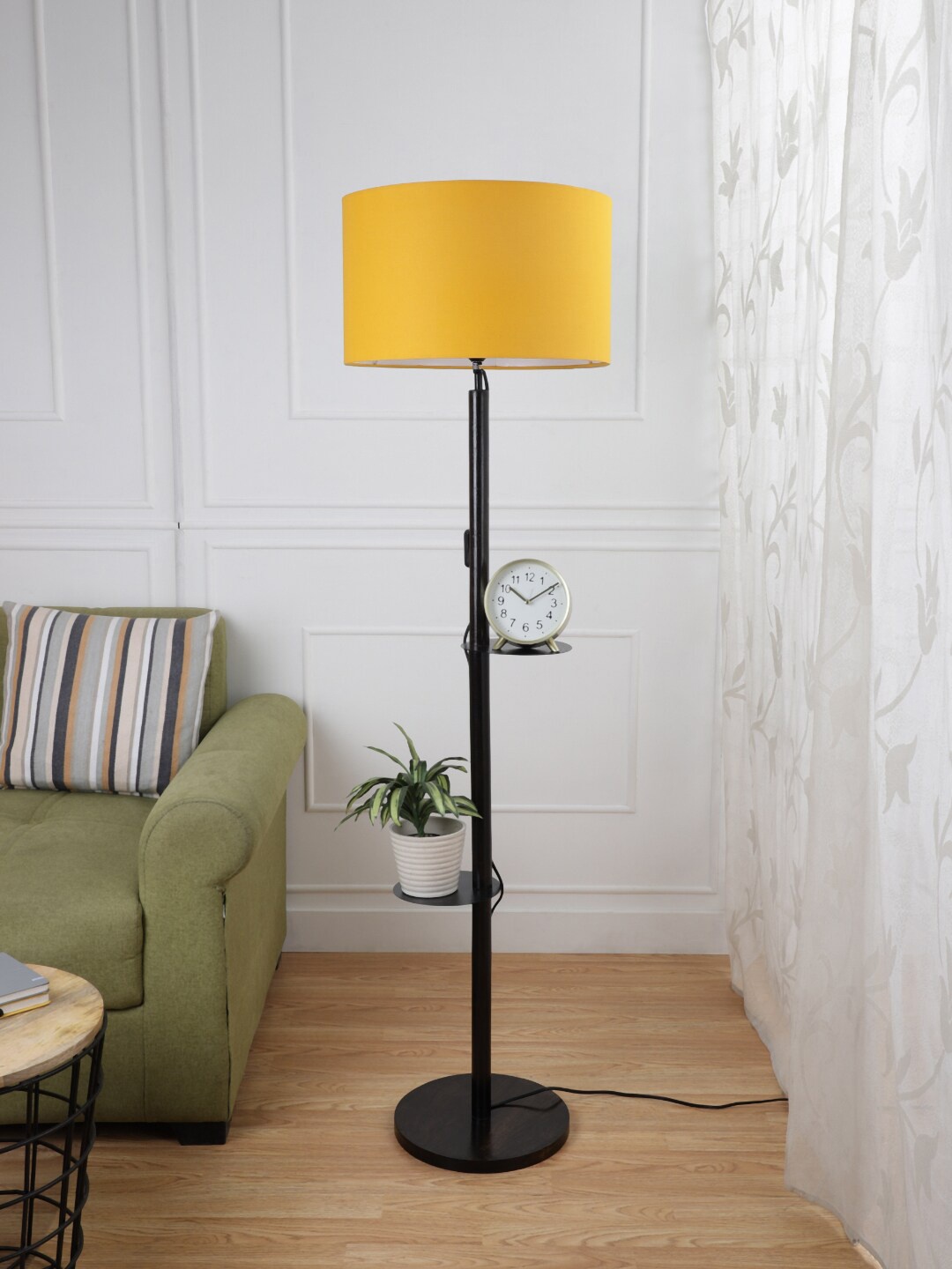 

SANDED EDGE Yellow & Black Floor Lamp with Shade
