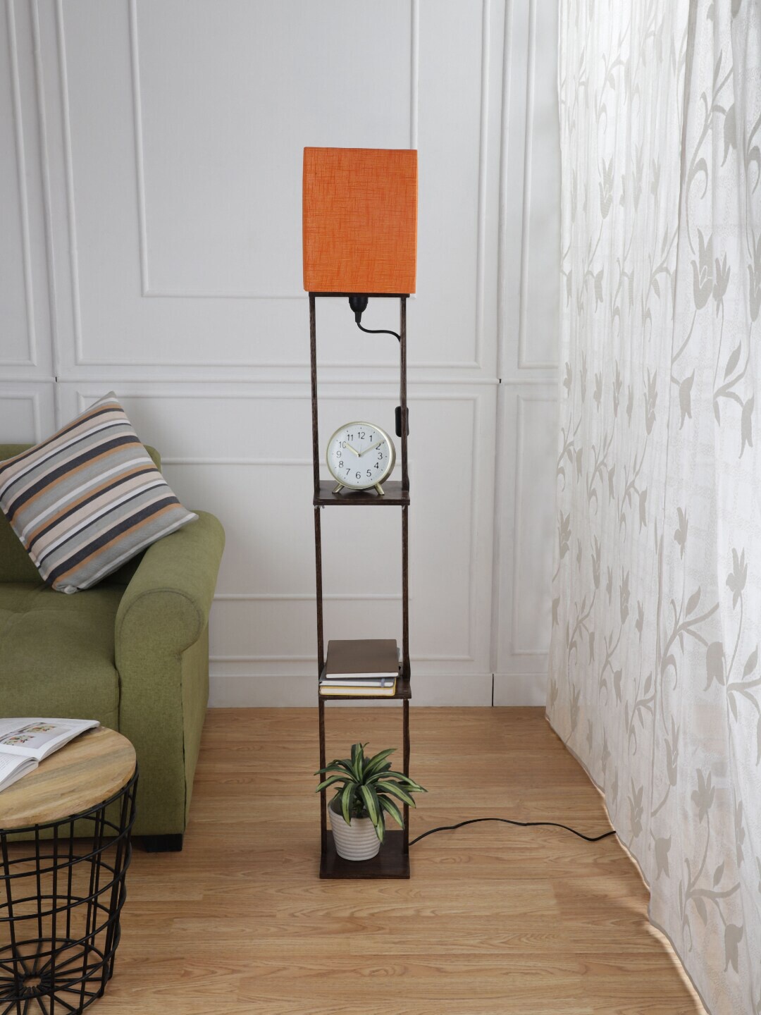 

SANDED EDGE Black & Red Solid Contemporary Floor Lamp with Shade